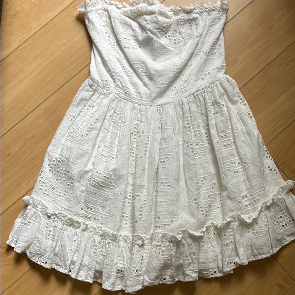 White Eyelet Strapless Dress